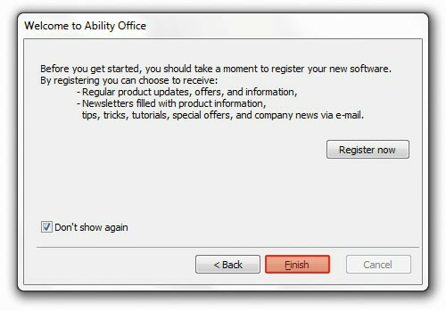 First Time Registration Screen